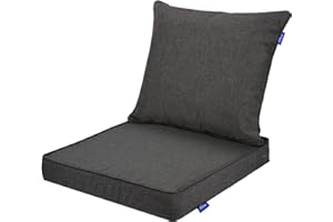 INFBLUE Deep Seat Cushions, Outdoor Cushions, Patio Furniture Cushions, Deep Seat & Back Cushion Patio Cushions for Backyard Couch Sofa Fade Resistant (24x24x4 in, Solid Dark Grey)