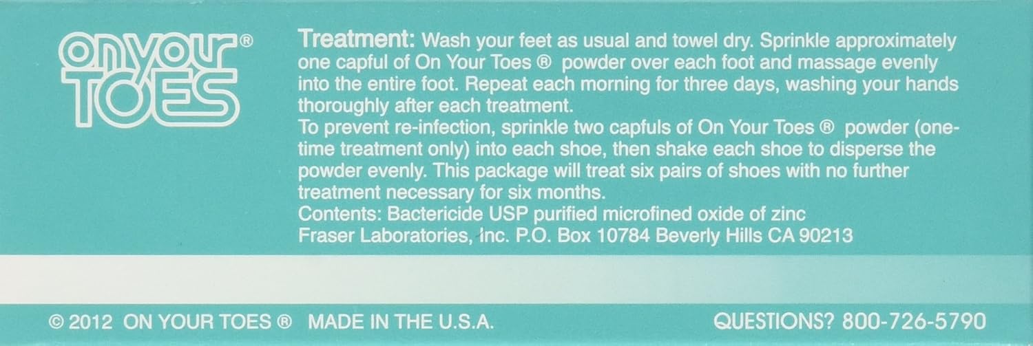 On Your Toes Foot Bactericide Powder - Eliminates Foot Odor for Six Months, 21 grams (One Pack): Health & Personal Care