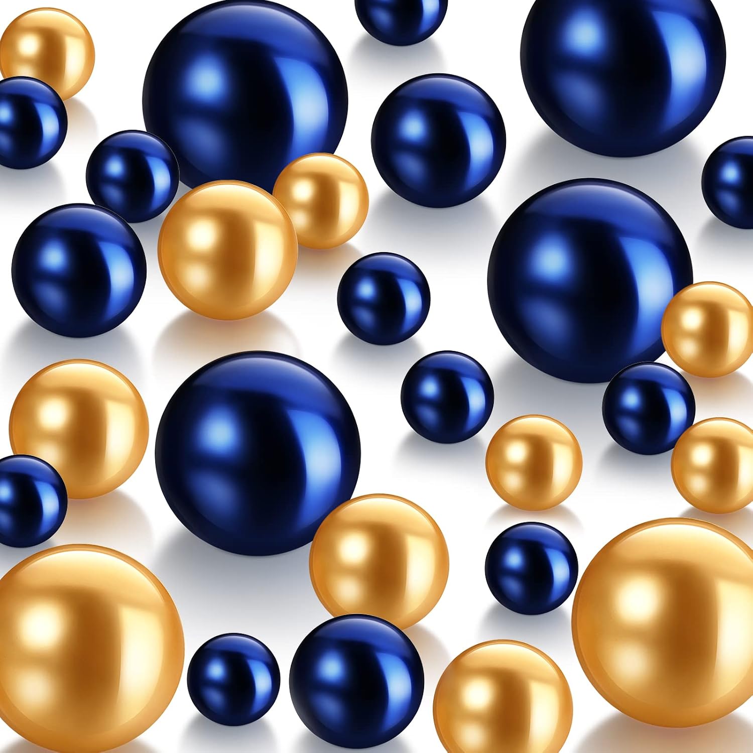 Vase Fillers - Hicarer 120 Pieces Pearl for Vase Filler Pearl Bead Vase Centerpieces Bead for Brush Holder Assorted Round Faux Bead for Home Wedding Table Decor, 14/20/30 mm (Navy Blue, Gold)