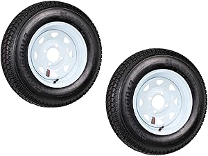 2-Pk Trailer Tire Rim ST175/80D13 13 in. Load C 4 Lug White Spoke Wheel