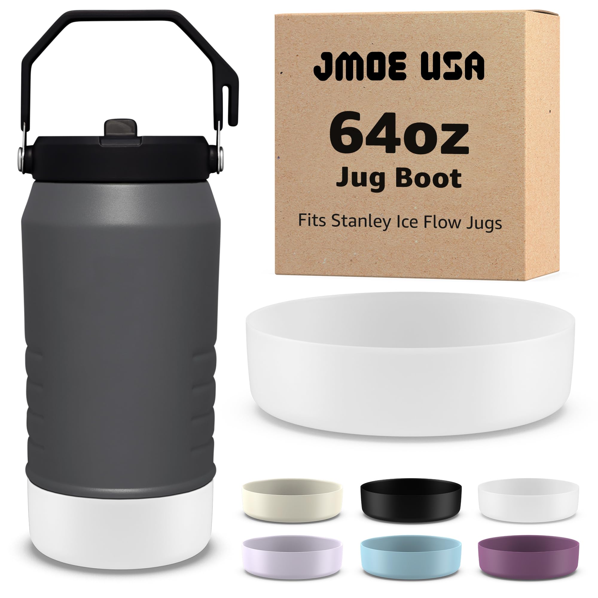 Photo 1 of Jmoe USA Boot For 64oz Stanley IceFlow Jug | Made of Color Matched Silicone | Durable, Non-Slip Protective Sleeve | Prevents Dings and Scratches (Frosted, 64oz)