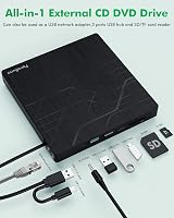 PeroBuno Super External CD/DVD Drive with USB 3.0 Ethernet Hub SD TF Card Reader view 3