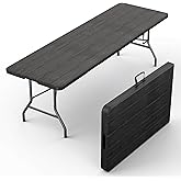Our Modern Space 8 Feet Foldable Table with Built in Handle &amp; Steel Legs | 8 FT Heavy Duty Portable | Perfect for Party, Dining, Wedding, Events, Picnic Indoor, Outdoor, Camping, Temporary - 8 Foot