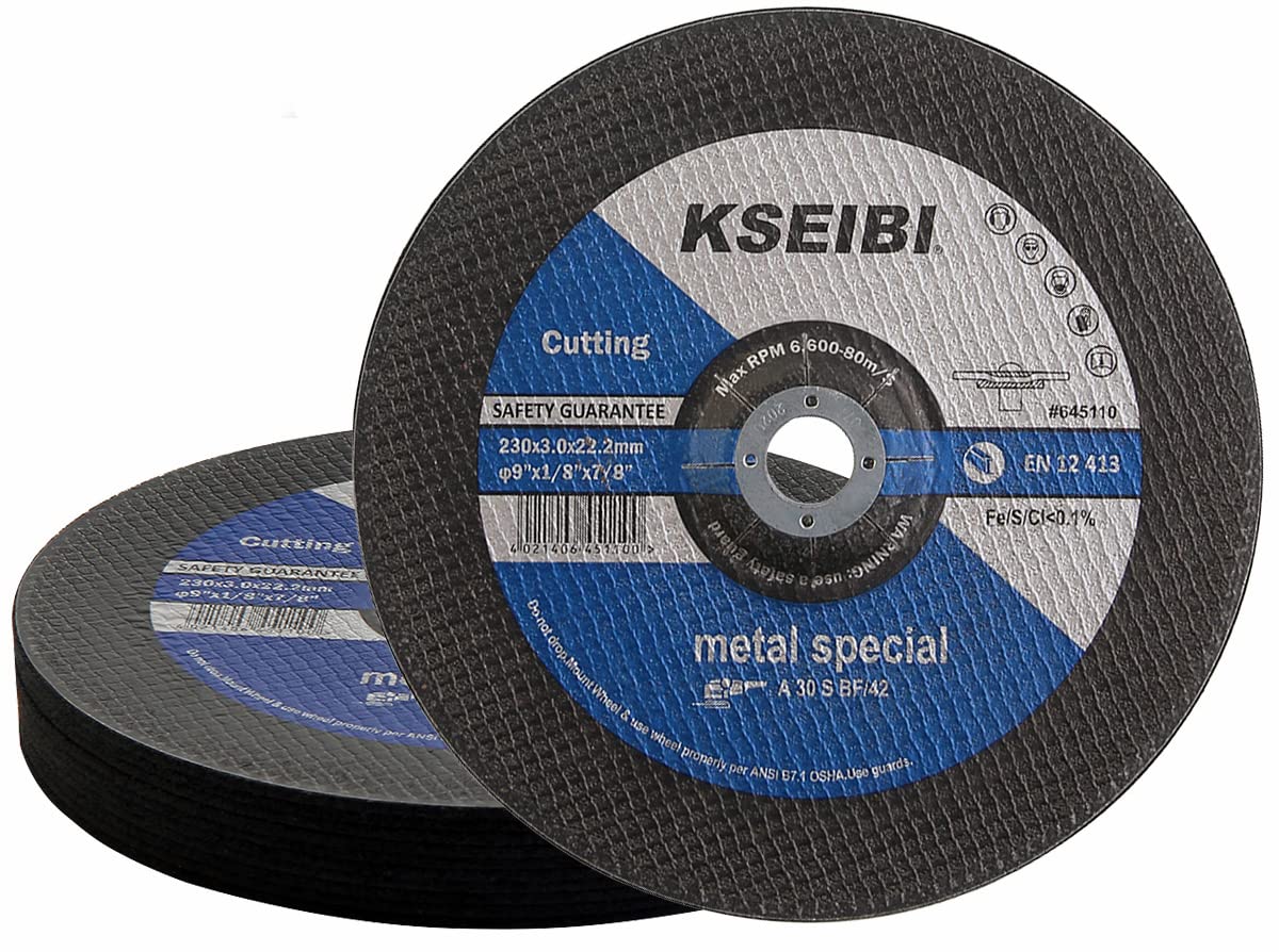 KSEIBI 1/8-Inch Metal Cutting and Grinding Disc Depressed Center Cut Off Grind Wheel (9 inch - 10-Pack)