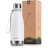koodee 12 oz Stainless Steel Water Bottle for Kids, Double Wall Vacuum Insulated Flask Cola Shape Metal Water Bottles for School (White)