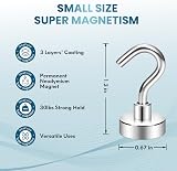 Neosmuk Magnetic Hooks 22lb Heavy Duty Pack of 10 White view 6