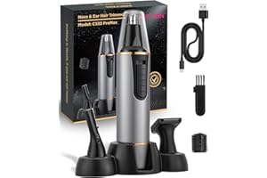 AREYZIN Nose Hair Trimmer for Men 2024 Professional Painless Rechargeable Nose Trimmer for Men and Women, Eyebrow Facial Hair Trimmer, Powerful Motor, IPX7 Waterproof, Dual Edge Blades