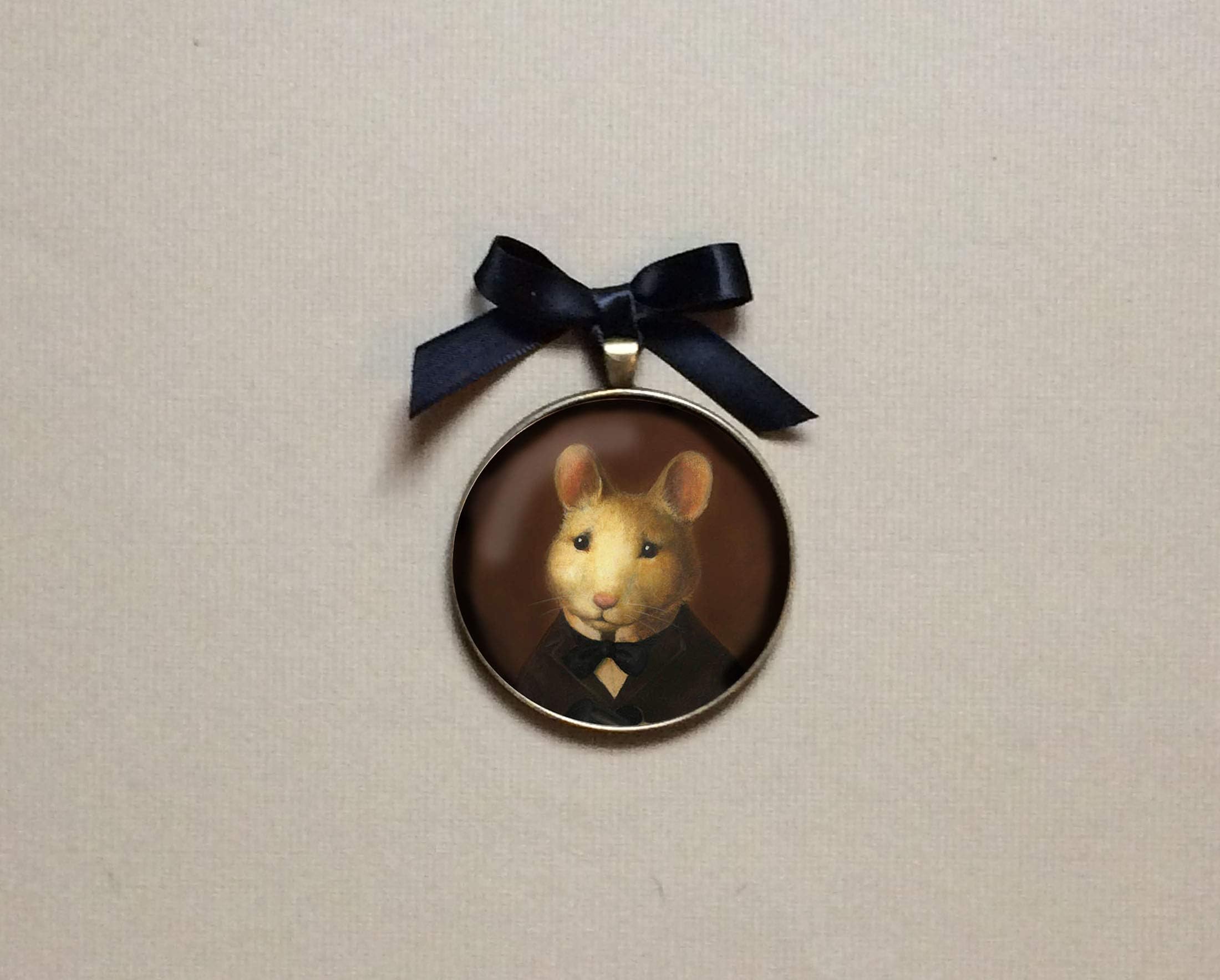 Victorian Mouse Christmas Ornament - Portrait Miniature