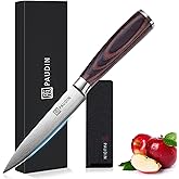 PAUDIN Utility Knife, 5 Inch Chef Knife, Ultra Sharp High Carbon Stainless Steel, Multipurpose Paring Knife for Fruit and Vegetable Cutting with Wooden Handle, Premium Gift Box