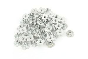 uxcell 50Pcs Carbon Steel Zinc Plated M5 x 8mm 4 Pronged Tee Nut T-Nut for Table Legs Rock Climbing Wall Woodwork Holds Wood 