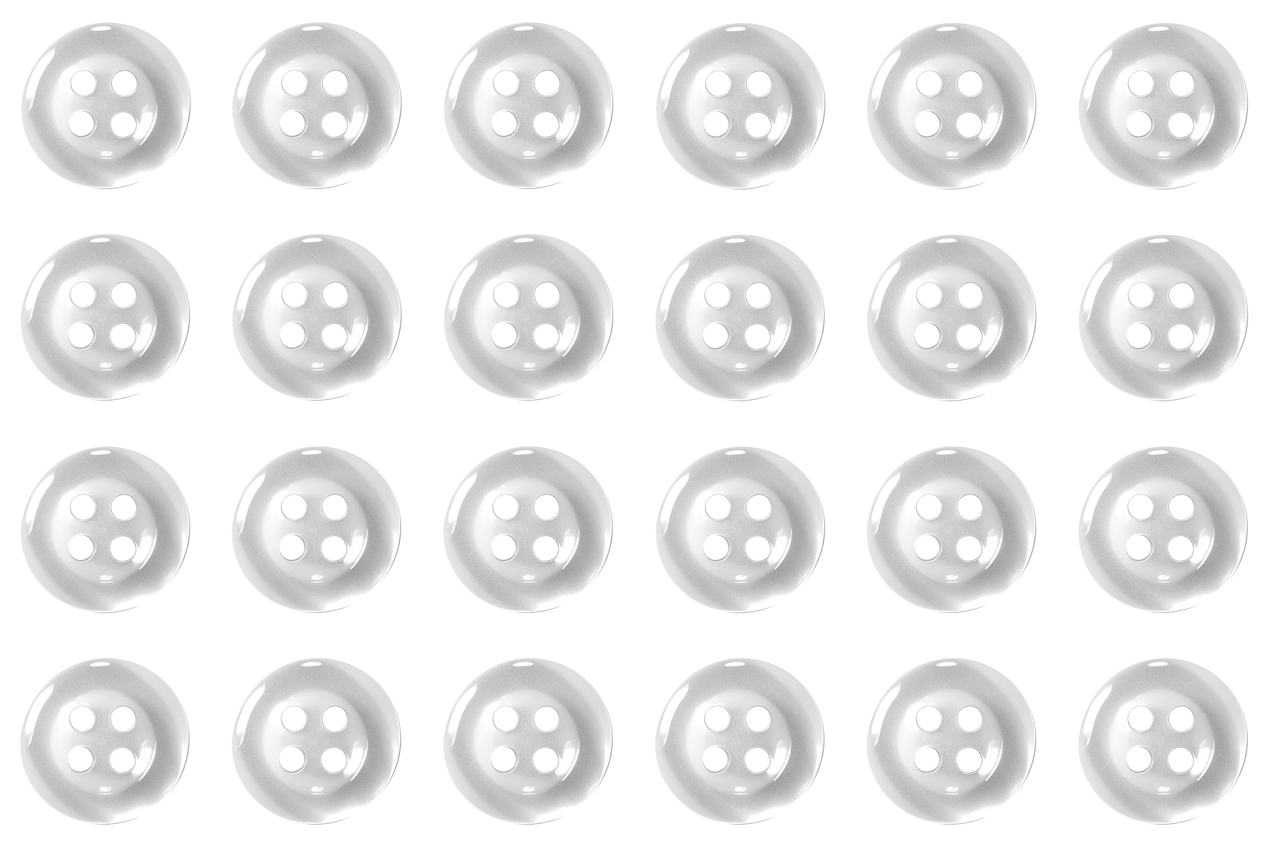 Pack of 24 White Sew on 11mm Round Buttons for Shirts Blouses Flat 4 Holes 18L