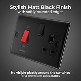 BG Electrical Nexus Metal Cooker Switch with Socket 45A Matt Black NFB70B view 2