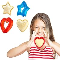 Sandwich Cutter and Sealer for Kids - Heart Shape Cookie Cutter & Star Shape Decruster Sandwich Maker, 6 PCS (2 Sets)