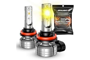 SEALIGHT F1S H11 H8 H16 LED Fog Light Bulbs, 12000LM 24W Strong Penetration Amber Yellow Fog Lights LED Bulb, 5530 CSP Chips,