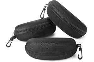 3 Pack Sunglasses Case, RayLove Portable Travel Zipper Eyeglasses Case Hook