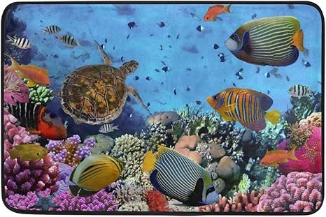 ALAZA Beautiful Tortugas de mar Peces de Arrecife de Coral Felpudo