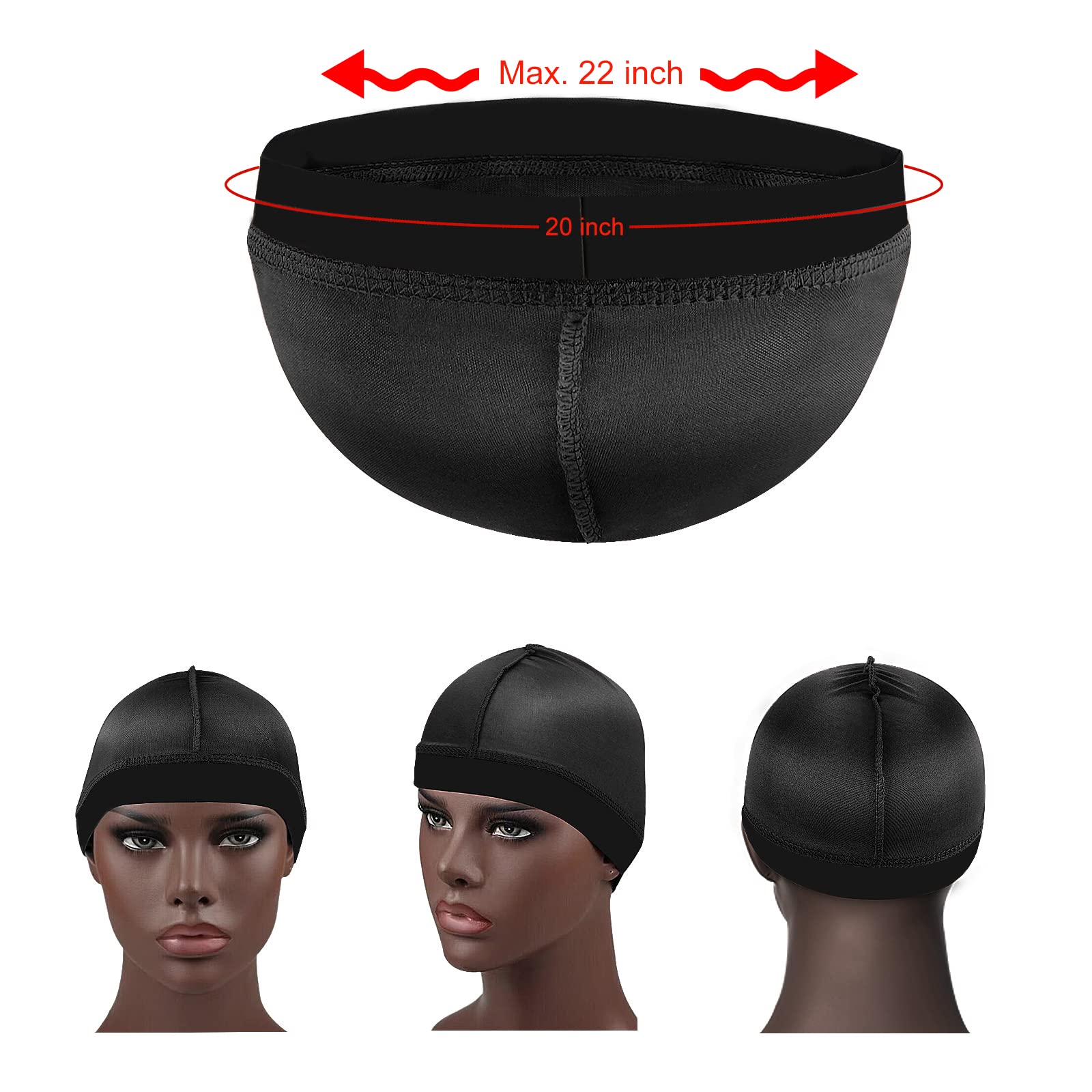 DURALA Premium Wave Caps for Men, Good Compression Cap Over Durag for 360, 540, 720 Waves