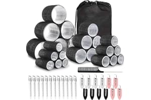 50pcs Hair Rollers with Clips, Jumbo Large Medium Small Self Grip Rollers for Hair Volume Big Hair Curlers Rollers for Long M