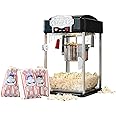 Popcorn Popper Machine-4 OZ Vintage Professional Popcorn Maker Theater Style with Nonstick Kettle Warming Light and Serving Scoop. (Black)