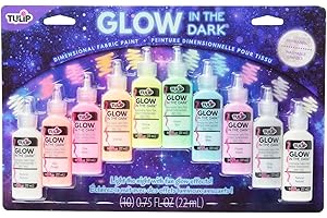 Tulip Glow in the Dark Dimensional Fabric Paint, Permanent DIY Fashion Art, Multi-Surface Craft Paint, Great for Costumes, Pumpkins, Decor, Pack of 10