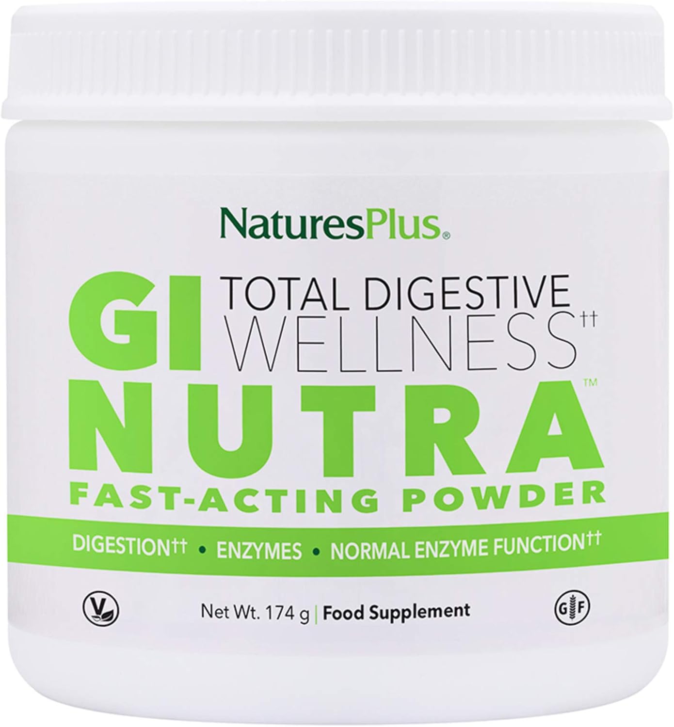 NaturesPlus GI Nutra Total Digestive Wellness, Probiotics Supplement with Prebiotics, Enzymes, Calcium, Glutamine Powder