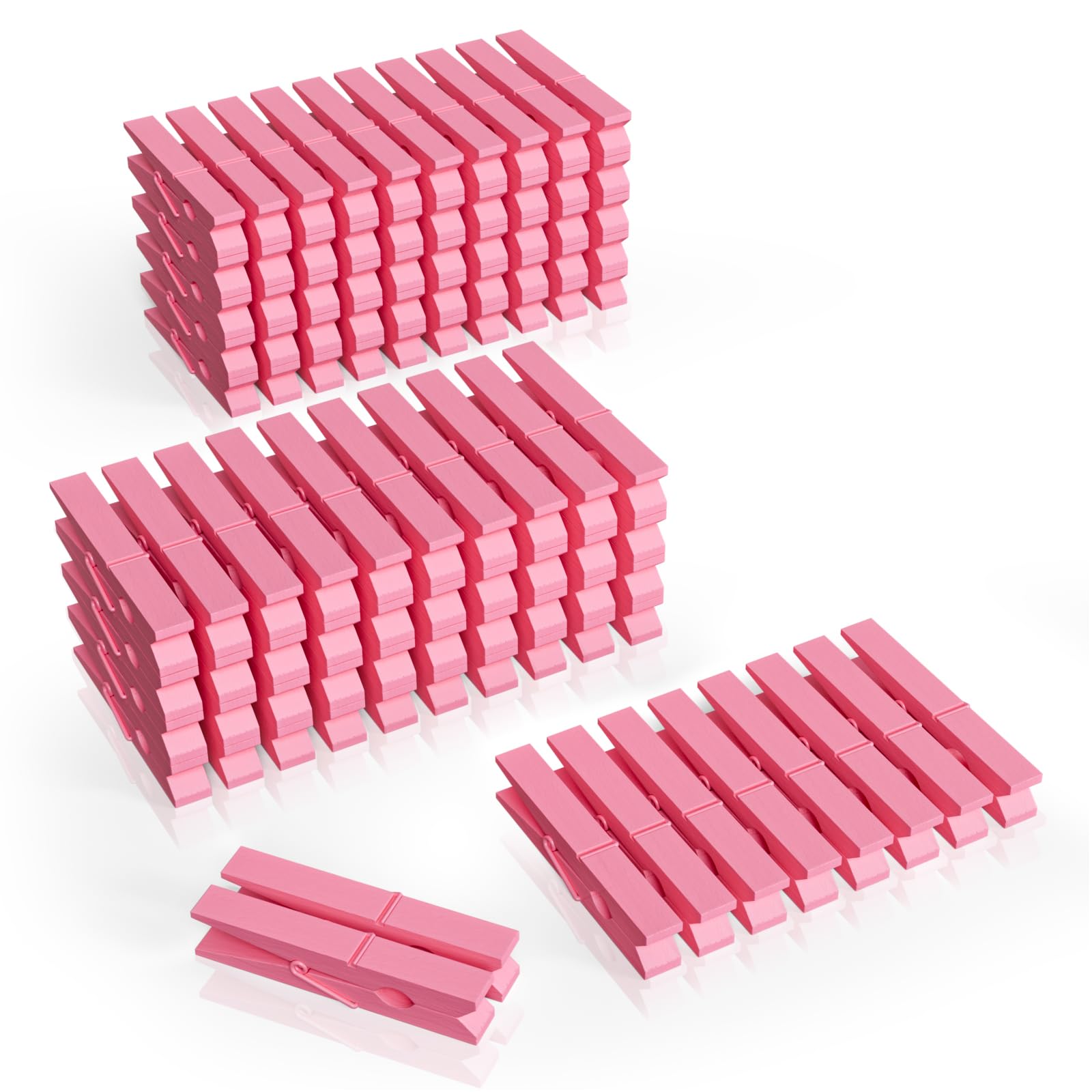 Photo 1 of 100Pcs Pink Clothespins, 2.9 Inch Clothes Pins Wooden, Colorful Clothespins for Hanging Clothes Crafts Picture Laundry Clips Cheer