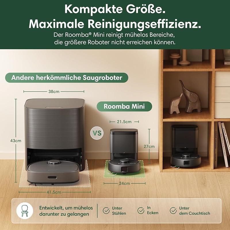 Roomba Mini Saugroboter mit Wischfunktion, AutoEmpty Basis, LiDAR
