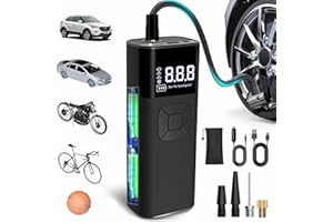 HDVIEW Tire Inflator Portable Air Compressor, Portable Air Compressor with Digital Pressure Gauge, 3X Faster Inflation Cordless Air Pump for Car, Bike, Motorcycle, Ball (Not for Truck)