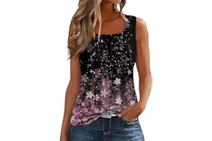 NAMTYQX Womens Tank Tops Ruffled Square Neck Printed Shirts 2024 Summer Casual Loose Fit Sleeveless Cute Tank Tee for Women