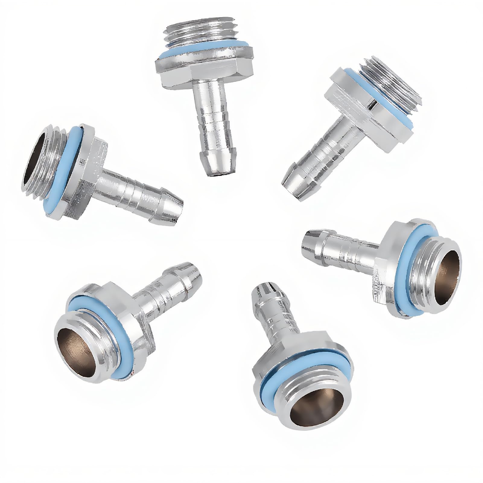 Richer-R Water Cooling Fitting,6 PCS PC Water Cooling Two-Touch Fitting G1/4 Thread Barb Connector for Tube,6mm/ 7.2mm/ 9mm/ 11mm Diameter For Your Option(11mm)