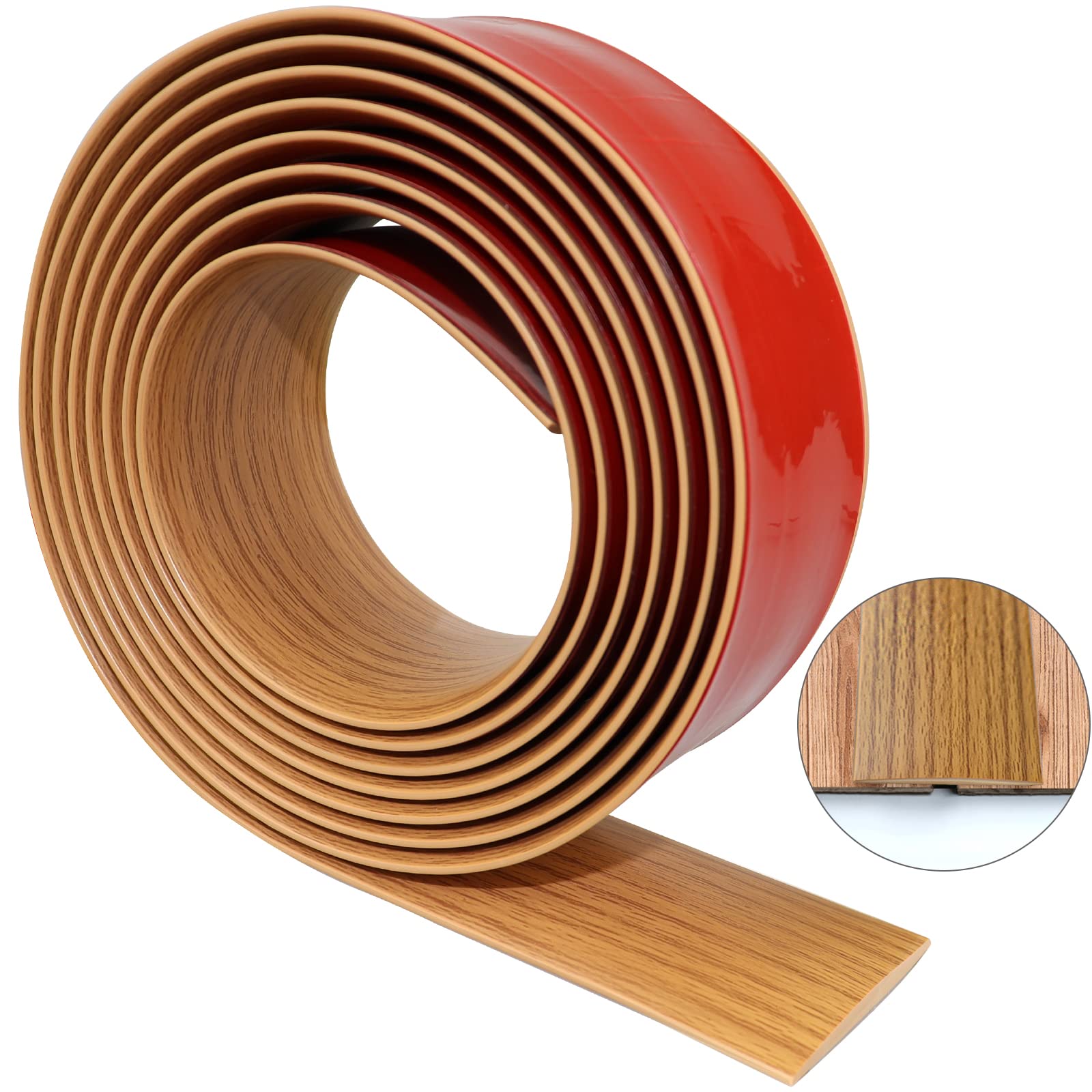 Photo 1 of Floor Transition Strip 2" Self Adhesive Flat Vinyl Flooring Transitions Strip with Strong Backing (5cm, 20FT, Brown Wood Grain)