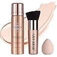 AirBrush Foundation Spray, Liquid Foundation Makeup Set, Full-Coverage Foundation Mist for Color Correcting,Concealer,Flawless Look,Matte Finish,Include Brush and Sponge,2.28oz(#1 Ivory White)