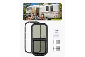 VEVOR Vertical RV Window, 12" W x 24" H Tinted Sliding with Net Screen & Trim Ring, Fit 15/16" - 1 3/4" Thickness Wall, RV Wi