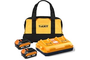 AMITYKE 2Pack 20V Max Replacement for Dewalt 20V Battery and DCB102 Charger Compatible with Dewalt 20V Battery Charger Station and Dewalt 12V/20V Battery 6.0Ah, Including Tool Bag