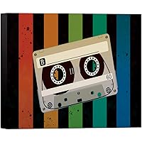 SIGNWIN Canvas Wall Art Retro Cassette Mix Tape in Rainbow Color Background Music Sound Illustrations Pop Art Vintage Colorful for Living Room, Bedroom, Office - 12x18 inches