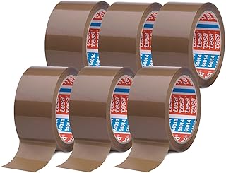 tesapack 64014 im 6er Pack - Geräuscharmes Paketklebeband zum Verpacken von Paketen und Versandschachteln - braun - 6 Rollen je 66 m