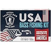 Mystery Tackle Box USA Bass Fishing Kit – 5-7 Baits for Largemouth & Smallmouth Bass – Includes Exclusive USA Decal