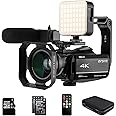 ORDRO 4K Video Camcorder AZ30 4K 60FPS Video Camera UHD 30X Digital Zoom IR Night Vision Camcorder, WiFi YouTube Streaming Vlog Camcorder with Microphone,Wide Angle Lens, 32G Micro Card,Batteries