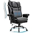 BOSMILLER Big and Tall Office Chair, 500lbs Rocking Massage High Back Desk Chair, Ergonomic Executive Office Chair with Adjustable Padded Armrest and Lumbar Support, Adjustable Height(Dark Black)
