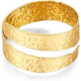 HUAYUNFANG Gold Chunky Arm Cuff Bangle Bracelet For Women Bold Statement Hammered Cuff Bracelet Adjustable Gold Arm Upper Cuff Bracelets Trendy Jewelry