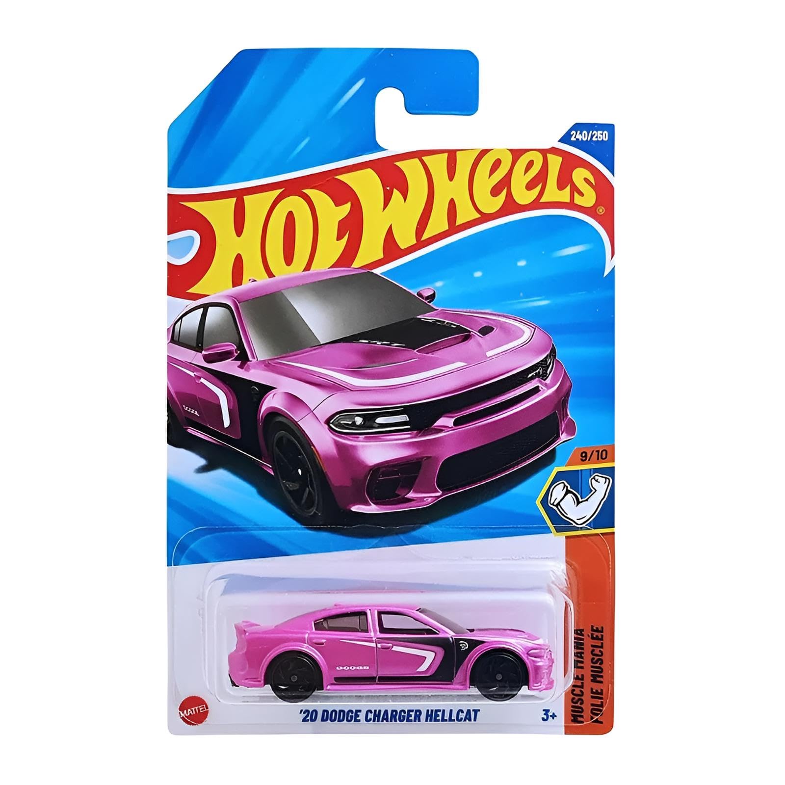 Hot Wheels 20 Dodge Charger Hellcat (JBB45) Muscle Mania 9/10, Pink, 1:64 Scale, Dodge License Model