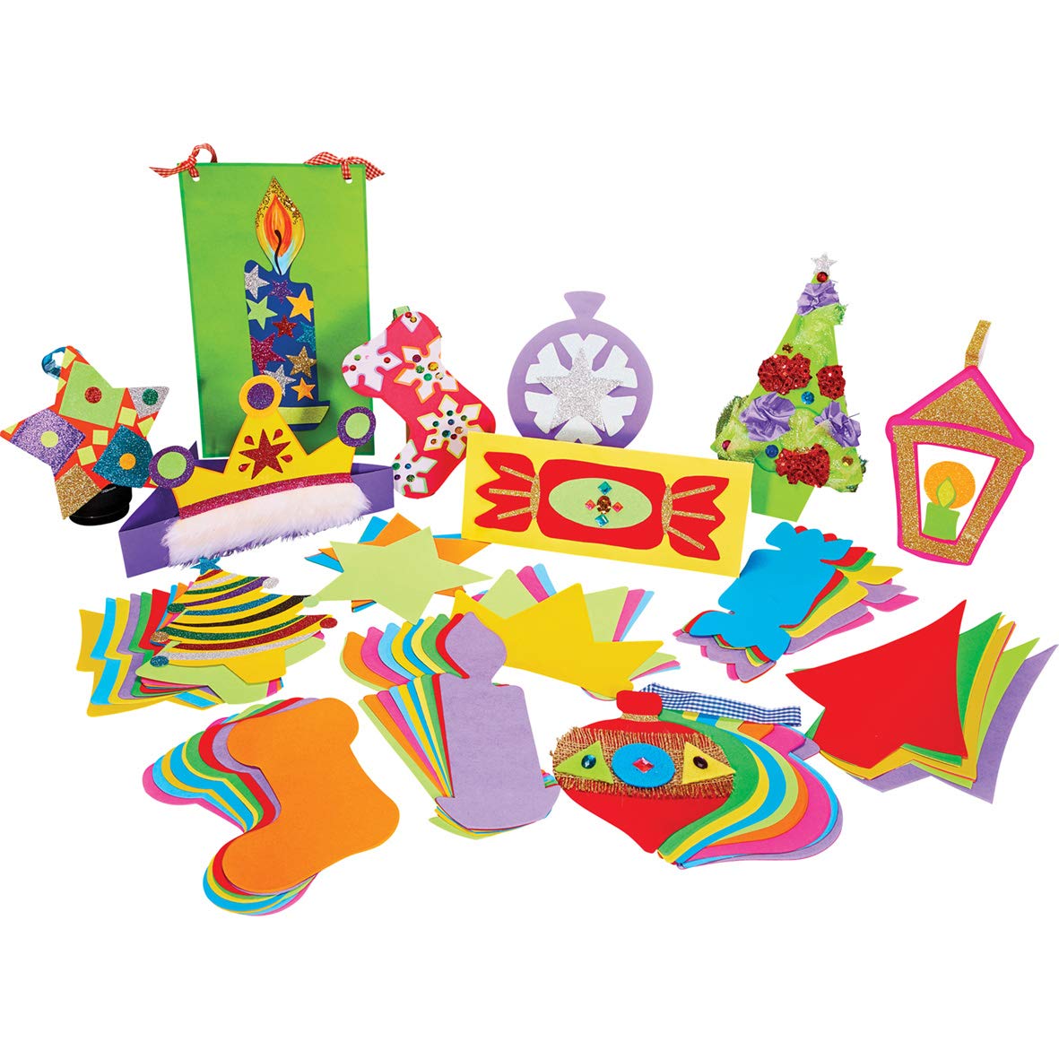 Springboard 10311 Pre-Cut Coloured Christmas Paper Shapes (Pack of 100) - Festive Collage and Craft