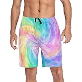 Fun Rainbow Men's Pajama Pants Short Sleepwear Tie Dye Pj Bottom with Pockets Drawstring Lounge XL
