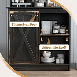 4ever2buy Farmhouse Coffee Bar with Hutch, 31 Inch