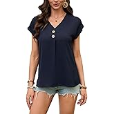 DUKAKII Women's Dressy Casual Shirt Sleeveless V-Neck Button Down Work Tops Business Casual Summer Tops