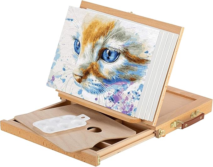 Magicfly Adjustable Wood Desktop Easel Table Easel with Storage Drawer & Paint Palette, Portable