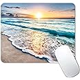 Beach Sunset Mouse Pad,Cute Mouse pad,Custom Small Mouse Pads with Designs,Portable Office Non-Slip Rubber Base Wireless Mouse Pad for Laptop