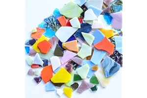 SMANTA 7oz Mixed Stained Mosaic Glass Pieces Sheets, Large Broken Glass Mosaic Tiles for Art Crafts Bulk Coffee Floor Wall Mosaic Supplies - Full Color Mix