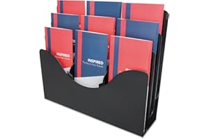 Deflecto 47634 Three-tier docuholder organizer with 6 removable dividers, black
