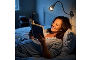 KAULSOUE Dim Book Lights for Reading at Night,USB Goose Reading Lights for Books in Bed Headboard,LED Night Lights Plug into Wall,Adhesive Wall Lights for Bedroom,Portable Plug in Wall Sconces Hardwired,1 Pack